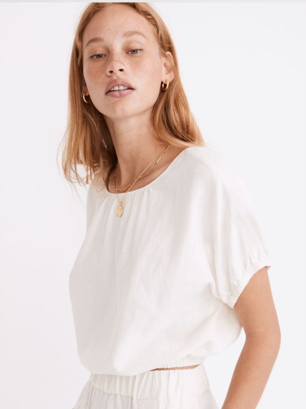 NWOT Madewell Linen-Blend Michele Bubble Top in Sz Small